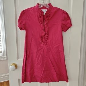 Pink Tshirt dress with Frilly Collar Size S